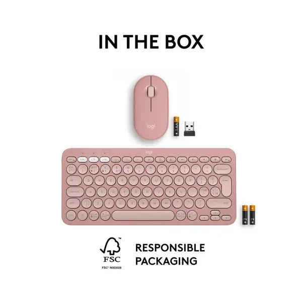 Buy Logitech,Logitech Pebble 2 MK380 Wireless Keyboard & Mouse Set - Rose - Gadcet UK | UK | London | Scotland | Wales| Near Me | Cheap | Pay In 3 | Computer Accessory Sets