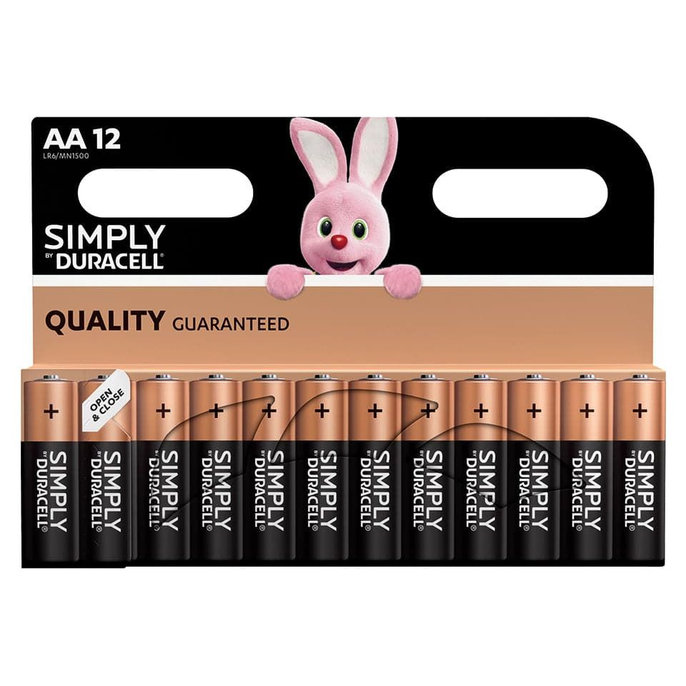 Duracell,Duracell Simply Long Life Premium Batteries 1.5V Alkaline - 12 Batteries Per Pack - Gadcet.com