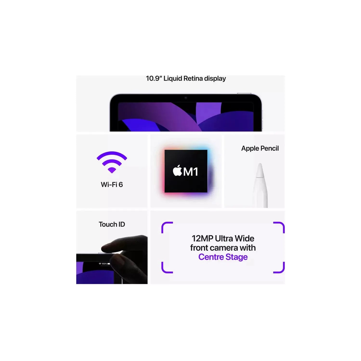 Buy Apple,Apple iPad Air 2022 10.9 Inch Wi-Fi 64GB - Purple MME23B/A - Gadcet UK | UK | London | Scotland | Wales| Ireland | Near Me | Cheap | Pay In 3 | Tablet Computers