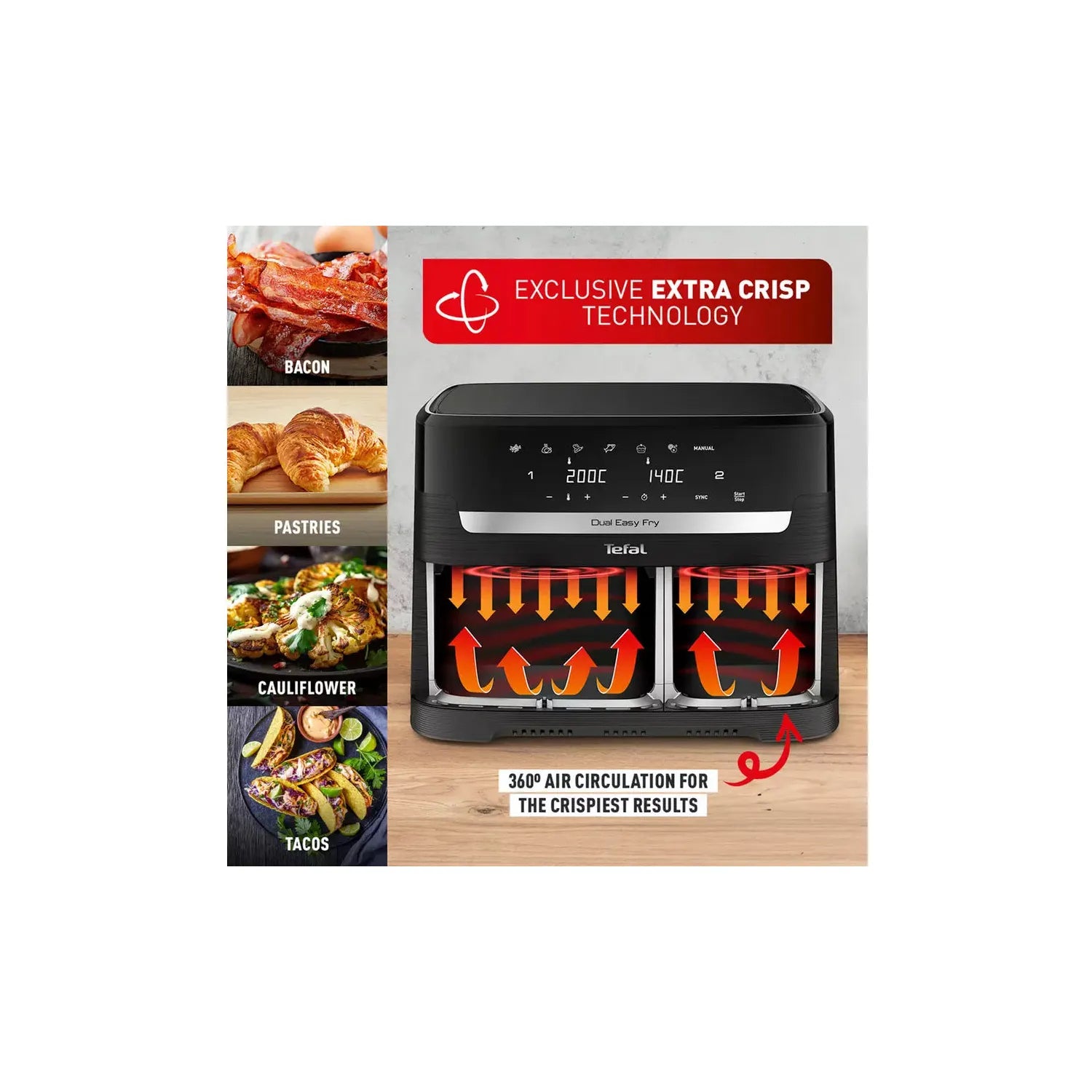Buy Tefal,Tefal XXL Dual Easy Fry Air Fryer (EY9428G0) - Gadcet UK | UK | London | Scotland | Wales| Near Me | Cheap | Pay In 3 | Air Fryer & Grill