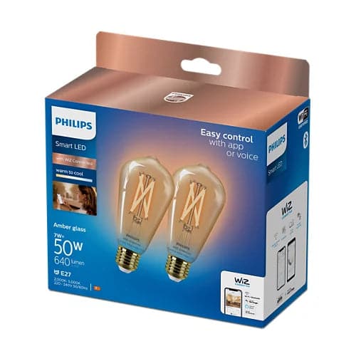 Buy Philips,Philips WiZ E27 50W LED Cool white & warm white ST64 Non-dimmable Light bulb Pack of 2 - Gadcet UK | UK | London | Scotland | Wales| Near Me | Cheap | Pay In 3 | Electronics