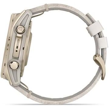 Buy Garmin,Garmin fēnix 8 43mm AMOLED - Sapphire, Soft Gold Stainless Steel with Fog Gray Leather Band & Fog Gray/Dark Sandstone Silicone Band - Gadcet UK | UK | London | Scotland | Wales| Near Me | Cheap | Pay In 3 | Smart Watches