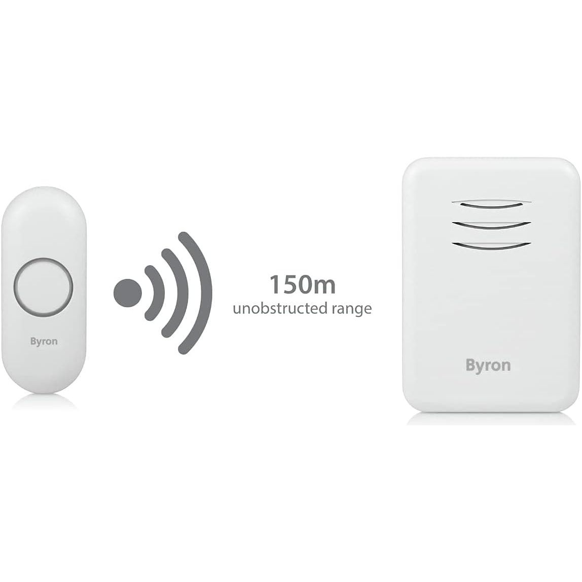 Buy Byron,Byron Wireless Doorbell Set Twin Pack - Portable & Plug-In, 150m Range, 16 Melodies, White - Gadcet UK | UK | London | Scotland | Wales| Near Me | Cheap | Pay In 3 | Electronics