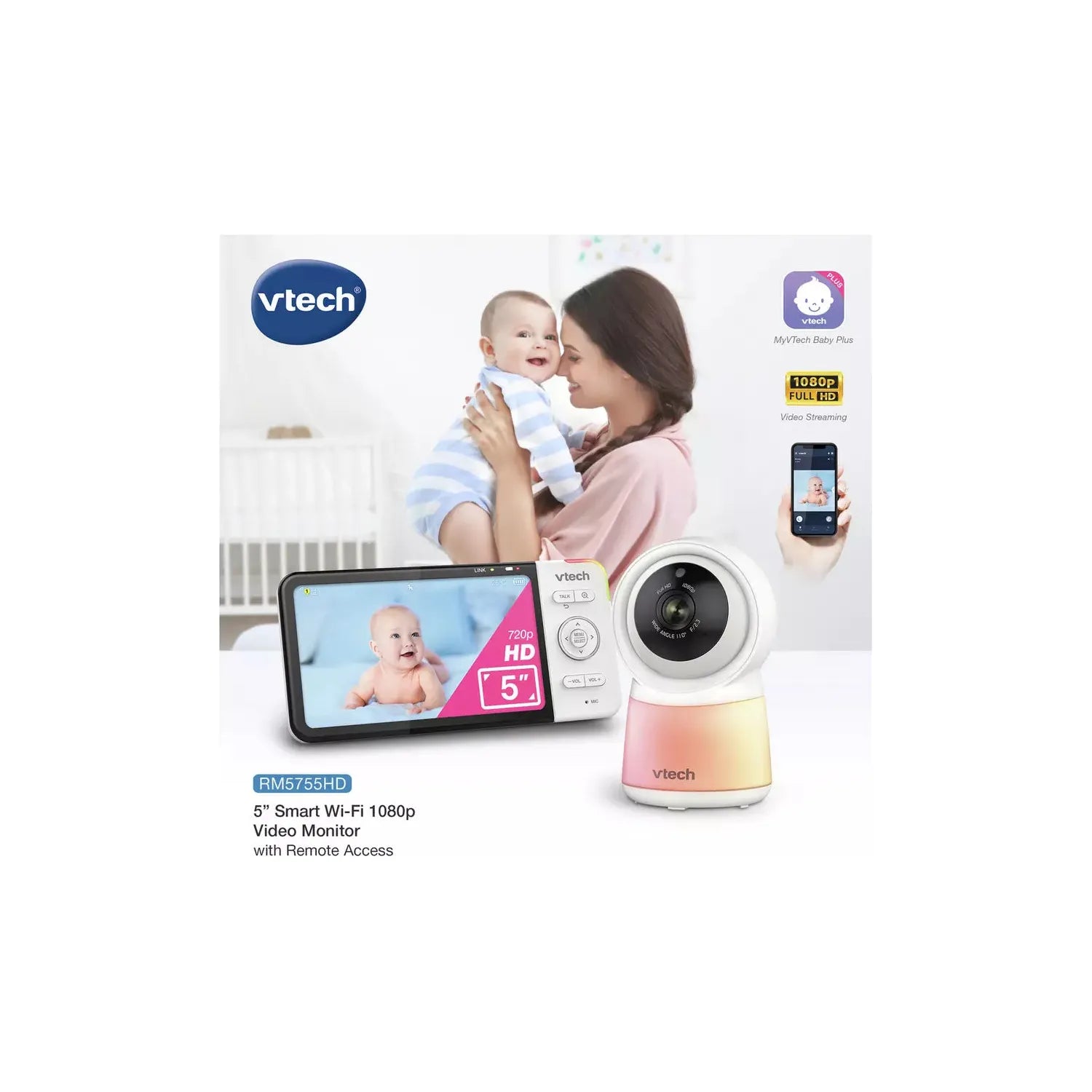 VTECH RM5755HD 5" LCD Screen Smart Video Baby Monitor - White - 4