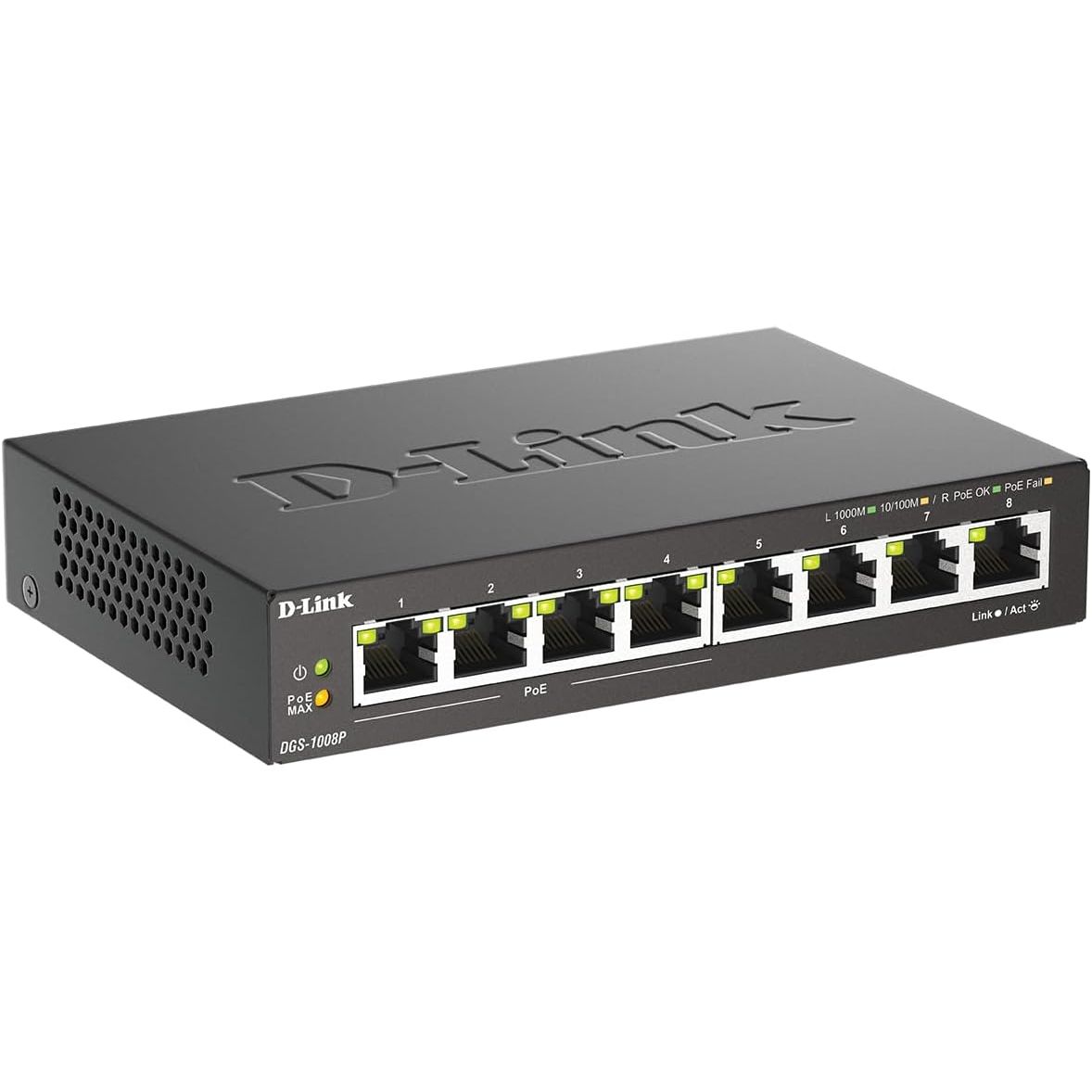 Buy D LINK,D-Link DGS-1008P 8-Port Gigabit Unmanaged PoE+ Network Switch – 4 PoE Ports, 60W Power Budget, Plug & Play, Metal Case - Gadcet UK | UK | London | Scotland | Wales| Near Me | Cheap | Pay In 3 | Power Over Ethernet Switches