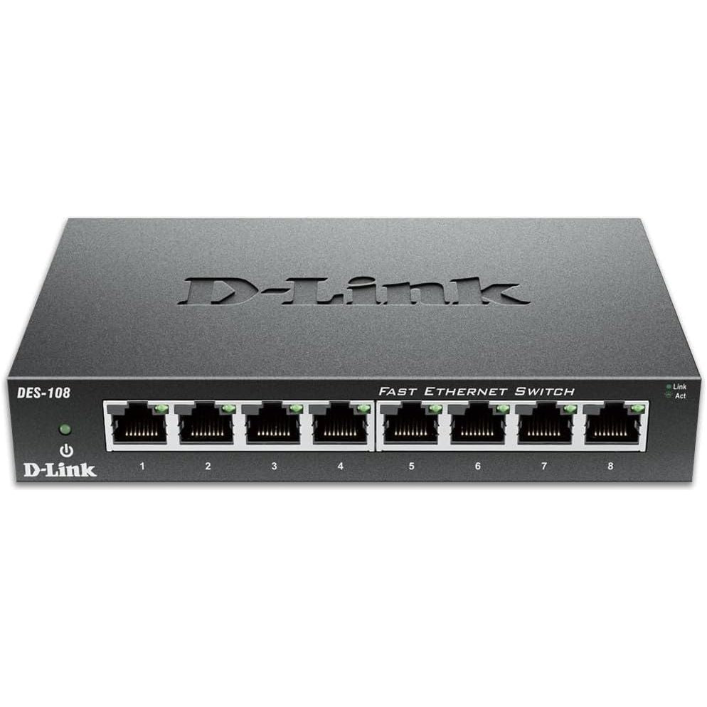 Buy D - Link,D-Link DES-108/B 8-Port Fast Ethernet Unmanaged Desktop Switch - 10/100 Mbit/s, Metal - UK Version - Gadcet UK | UK | London | Scotland | Wales| Near Me | Cheap | Pay In 3 | Networking Devices