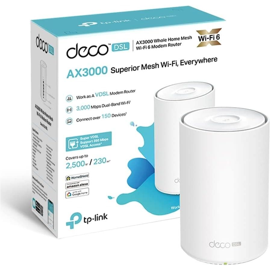 Buy TP-Link,TP-Link AX3000 VDSL Whole Home Mesh Wi-Fi 6 Router, Dual-Band with 4x Gigabit WAN/LAN Ethernet ports, Connect up to 150 devices, Super VDSL2 Speed, HomeShield Security, work with Alexa (Deco X50-DSL) - Gadcet UK | UK | London | Scotland | Wales| Near Me | Cheap | Pay In 3 | Network Cards & Adapters