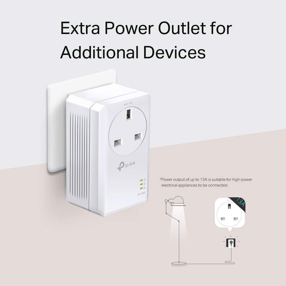 Buy TP-Link,TP-Link TL-PA7017P KIT Gigabit Passthrough Powerline Starter Kit, Data transfer speed Up To 1000 Mbps, Ideal for HD/3D/4K video streaming and Online Gaming, No Configuration required, UK Plug - Gadcet | UK | London | Scotland | Wales| Near Me | Cheap | Pay In 3 | Network Cards & Adapters