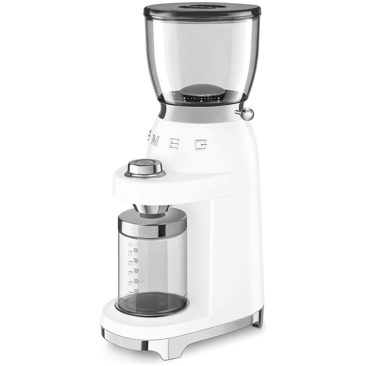 Buy Smeg,Smeg CGF01WHUK Coffee Grinder, Aluminium Construction, 50's Retro Style, 8 Programme Settings and 3 Grinding Grades, White - Gadcet UK | UK | London | Scotland | Wales| Near Me | Cheap | Pay In 3 | Small Kitchen Appliances