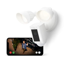 Ring Floodlight Cam Wired Plus - 1080p HD, LED Lights, Siren, Wi-Fi, Hardwired, White, 30-Day Ring Protect Trial