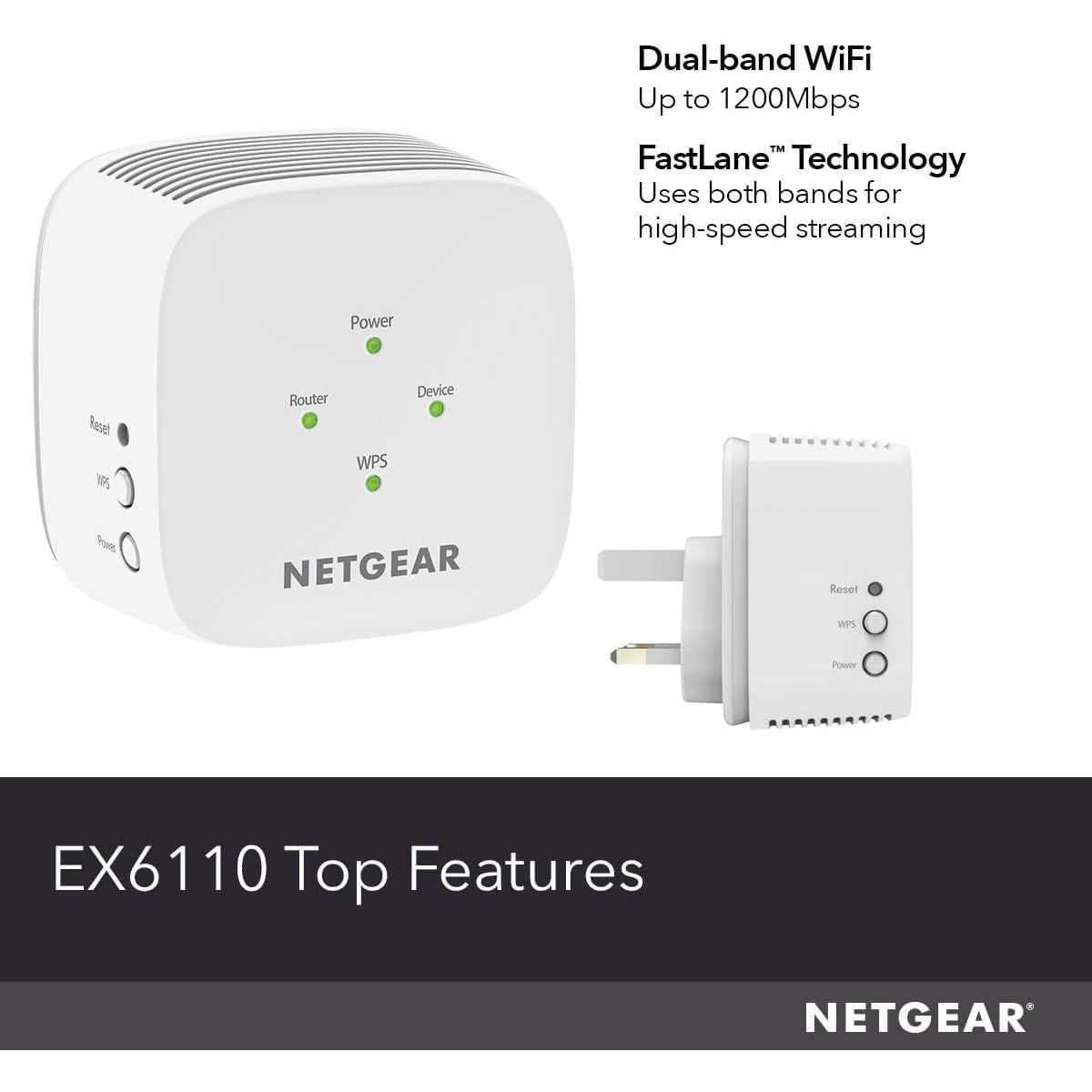 Buy NETGEAR,NETGEAR EX6110 WiFi Range Extender Booster – 1.2 Gbps, Compact Design, Ethernet Port, Easy Setup, White - Gadcet UK | UK | London | Scotland | Wales| Near Me | Cheap | Pay In 3 | Power Adapters & Chargers