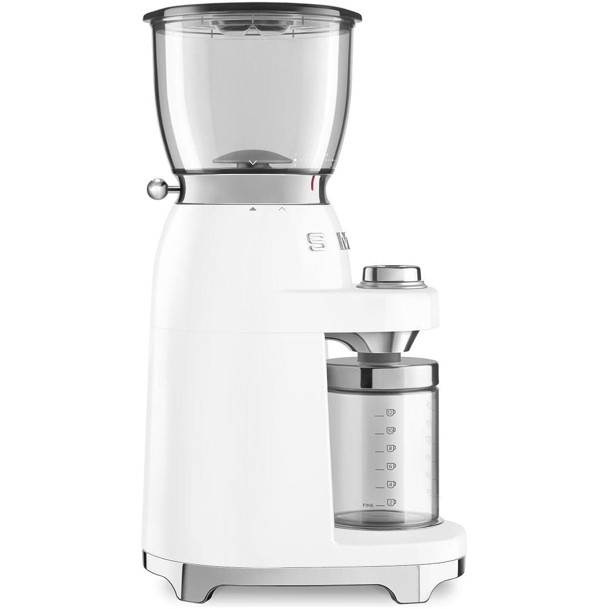 Buy Smeg,Smeg CGF01WHUK Coffee Grinder, Aluminium Construction, 50's Retro Style, 8 Programme Settings and 3 Grinding Grades, White - Gadcet UK | UK | London | Scotland | Wales| Near Me | Cheap | Pay In 3 | Small Kitchen Appliances