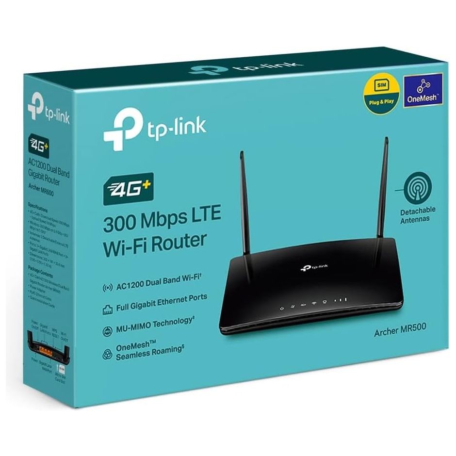 Buy TP-Link,TP-Link Archer MR500 AC1200 4G+ Cat6 WiFi 4G Router, Gigabit Port, 4G Router with Sim Slot, Mobil WiFi Router, Sim Card Router, Superfast 4G+ LTE Speed, External Antenna, MU-MIMO, Plug & Play - Gadcet UK | UK | London | Scotland | Wales| Near Me | Cheap | Pay In 3 | Network Cards & Adapters