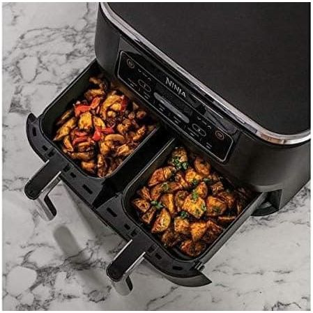 Ninja Foodi Dual Zone Digital Air Fryer, 2 Drawers, 7.6L, 6-in-1 Cooks 4-6 Portions, Non-Stick, Dishwasher Safe Baskets, Black - 2