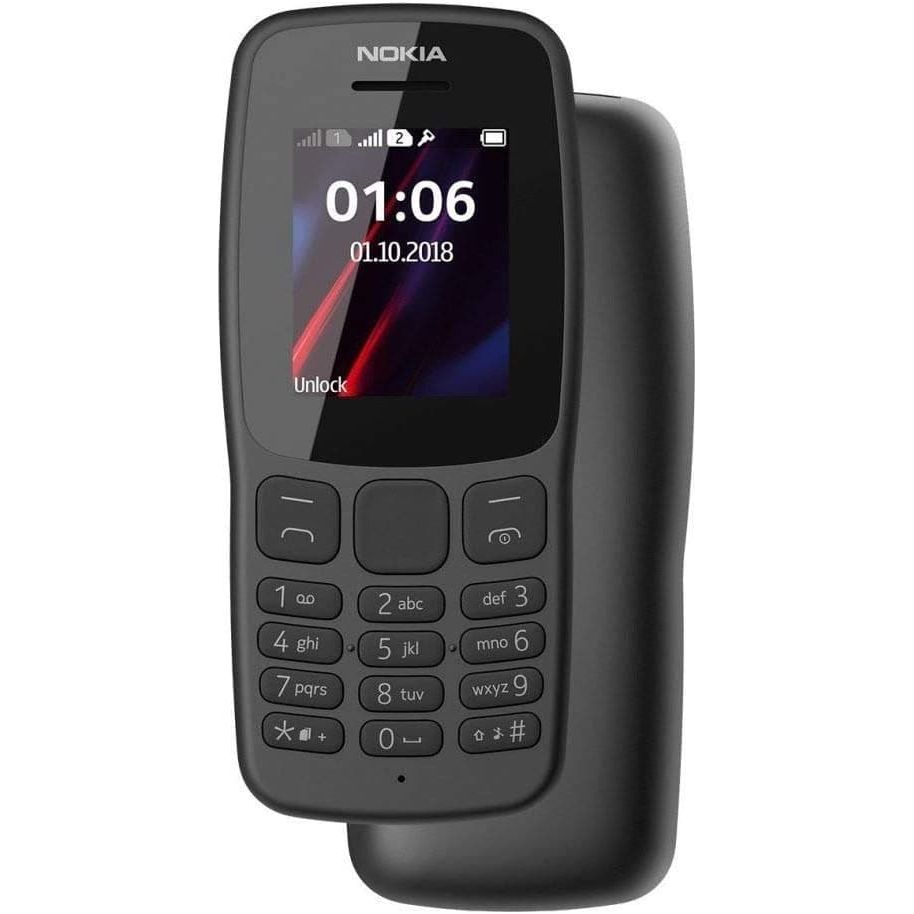 nokia,Nokia 106 4GB Dual Sim 2018 Dark Grey With LED Torch - FM Radio - Unlocked - Gadcet.com