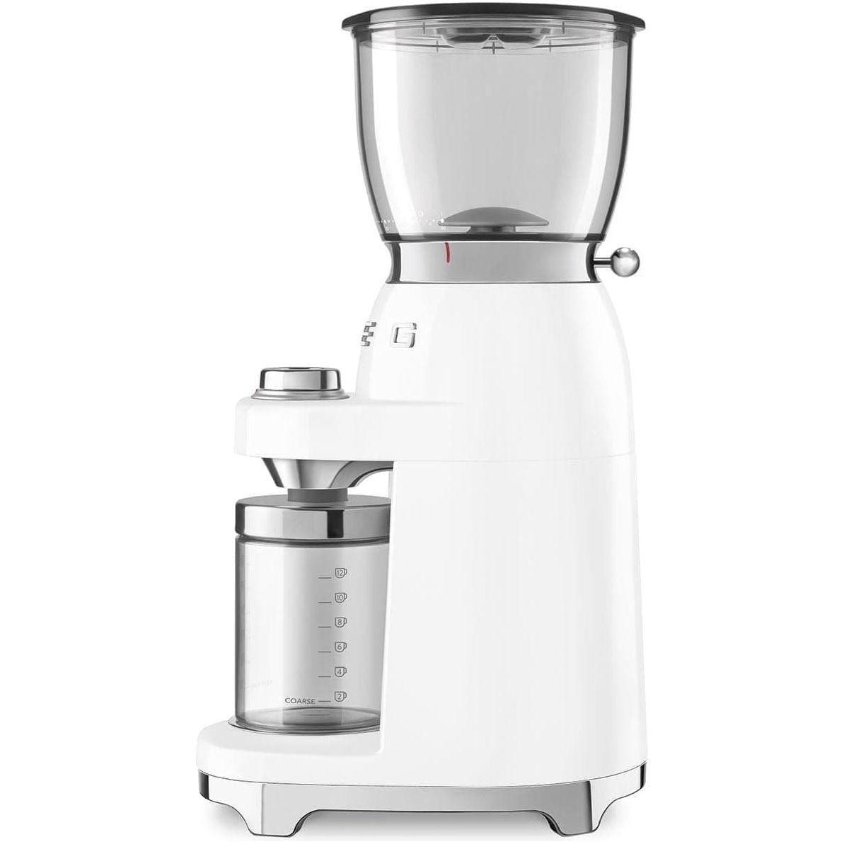 Buy Smeg,Smeg CGF01WHUK Coffee Grinder, Aluminium Construction, 50's Retro Style, 8 Programme Settings and 3 Grinding Grades, White - Gadcet UK | UK | London | Scotland | Wales| Near Me | Cheap | Pay In 3 | Small Kitchen Appliances