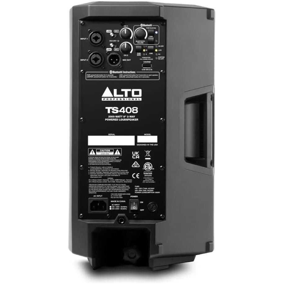 Buy ALTO,Alto Professional TS408 - 2000W 8" Active PA Speaker with 3 Channel Mixer, Bluetooth Streaming, Wireless Loudspeaker linking, DSP and Alto App - BLACK - Gadcet UK | UK | London | Scotland | Wales| Near Me | Cheap | Pay In 3 | Speakers