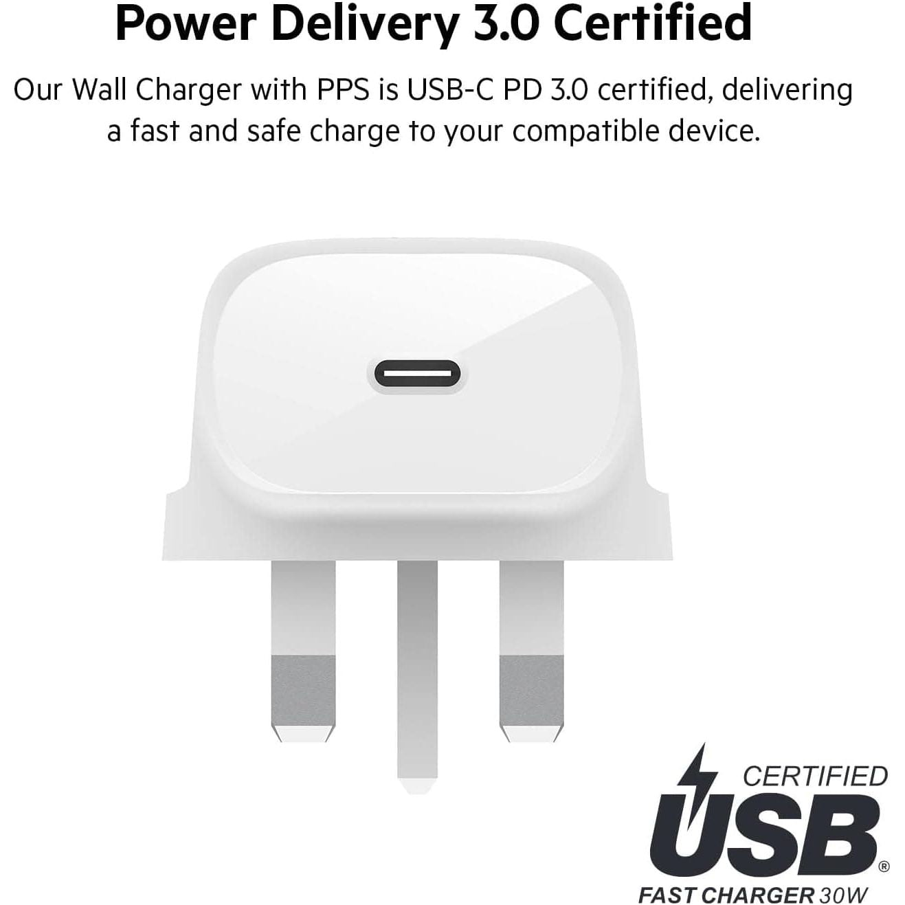 Buy Belkin,Belkin 30W USB C wall charger with PPS, Power Delivery, USB-IF certified PD 3.0, fast charger plug for iPhone 15, Plus, Pro, Pro Max, Samsung Galaxy S23, iPad, AirPods, MacBook, Google Pixel and More - Gadcet UK | UK | London | Scotland | Wales| Near Me | Cheap | Pay In 3 | Power Adapters & Chargers