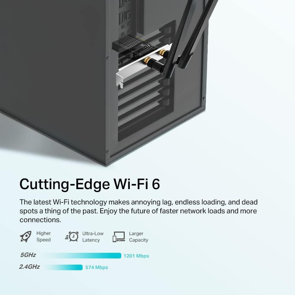 Buy TP-Link,TP-Link AX1800 Wi-Fi 6 Dual Antennas High Gain Bluetooth 5.2 PCIe Adapter, Dual-Band, Low-Profile Bracket, MU-MIMO, Low- Latency Gaming, Supports Windows 10/11, Highly Secure WPA3 (Archer TX20E),Black - Gadcet UK | UK | London | Scotland | Wales| Near Me | Cheap | Pay In 3 | Network Cards & Adapters