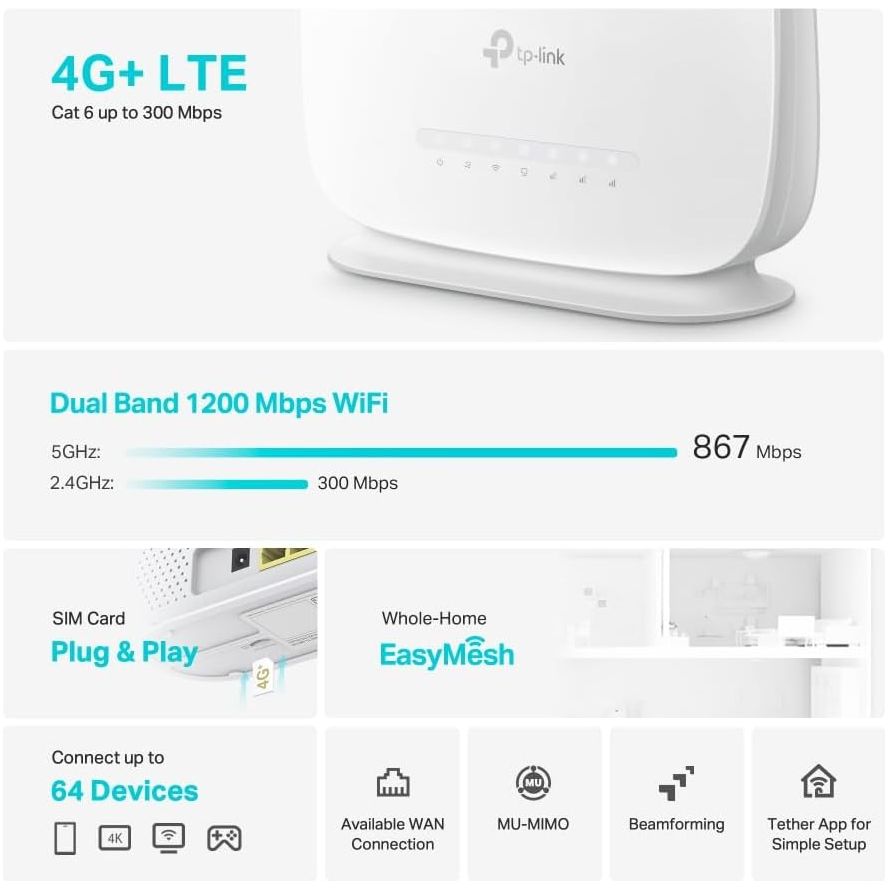 Buy TP-Link,TP-Link Archer MR515 AC1200 4G+ Cat6 WiFi Router - Gadcet UK | UK | London | Scotland | Wales| Near Me | Cheap | Pay In 3 | Network Cards & Adapters