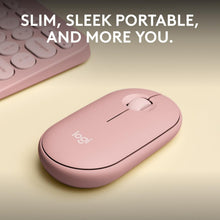 Logitech Pebble Mouse 2 M350s Slim Bluetooth Wireless Mouse, Quiet Clicks, Multi-Device, Custom Button Rose