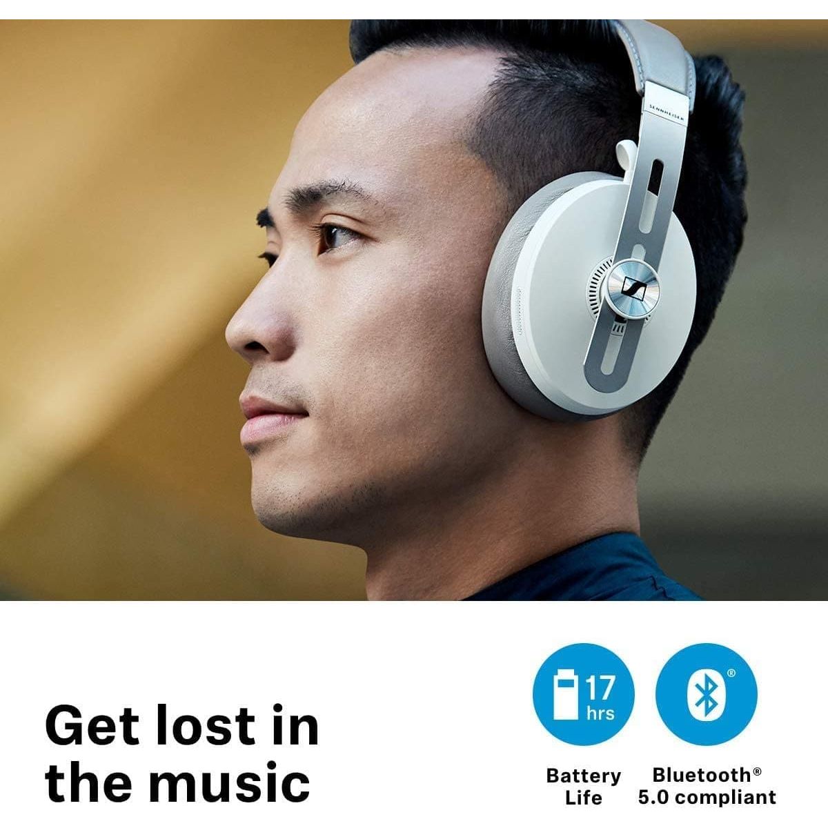 SENHEISER,Sennheiser Momentum 3 Wireless - Active Noise Cancelling Headphones with Alexa, Auto On/Off, Smart Pause Functionality and Smart Control App - White - Gadcet.com