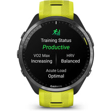 Garmin Forerunner 965 – Carbon Grey Titanium Bezel, Black Case, Amp Yellow/Black Silicone Band
