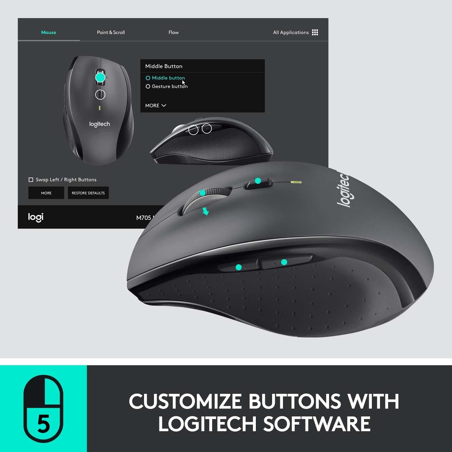 Buy Logitech,Logitech M705 Marathon Wireless Mouse - Grey - Gadcet UK | UK | London | Scotland | Wales| Ireland | Near Me | Cheap | Pay In 3 | Computer Components