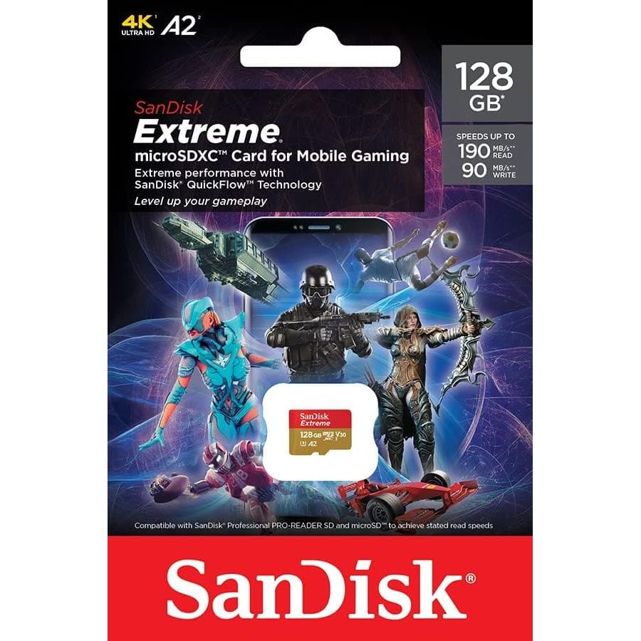 Buy Sandisk,SanDisk 128GB Extreme microSDXC card for Mobile Gaming, up to 190MB/s, with A2 App Performance, UHS-I, Class 10, U3, V30 - Gadcet UK | UK | London | Scotland | Wales| Near Me | Cheap | Pay In 3 | Flash Memory Cards