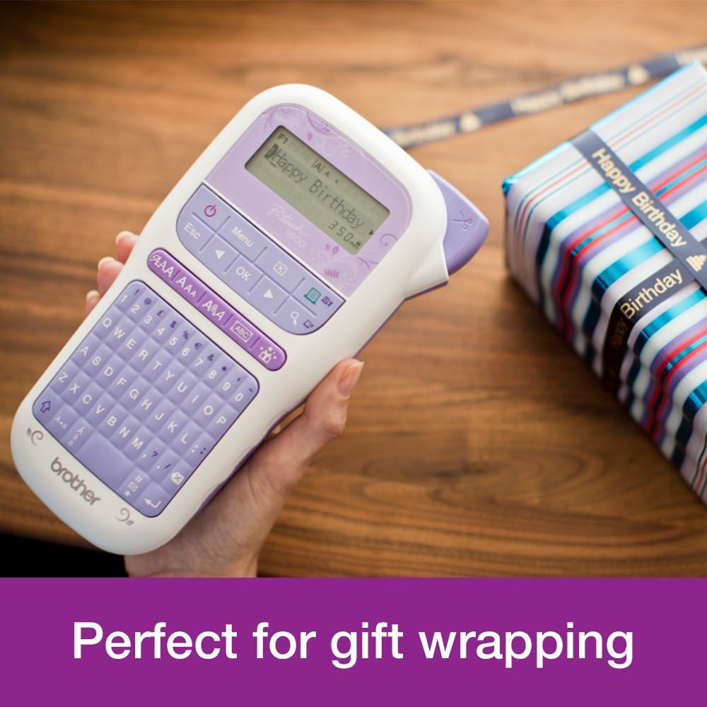 Buy Brother,Brother PT-H200 P-Touch Craft Label Maker, Handheld, QWERTY Keyboard, 12mm Labels, Includes Gold on White Tape (12mm), White/Violet - Gadcet UK | UK | London | Scotland | Wales| Near Me | Cheap | Pay In 3 | Label Makers