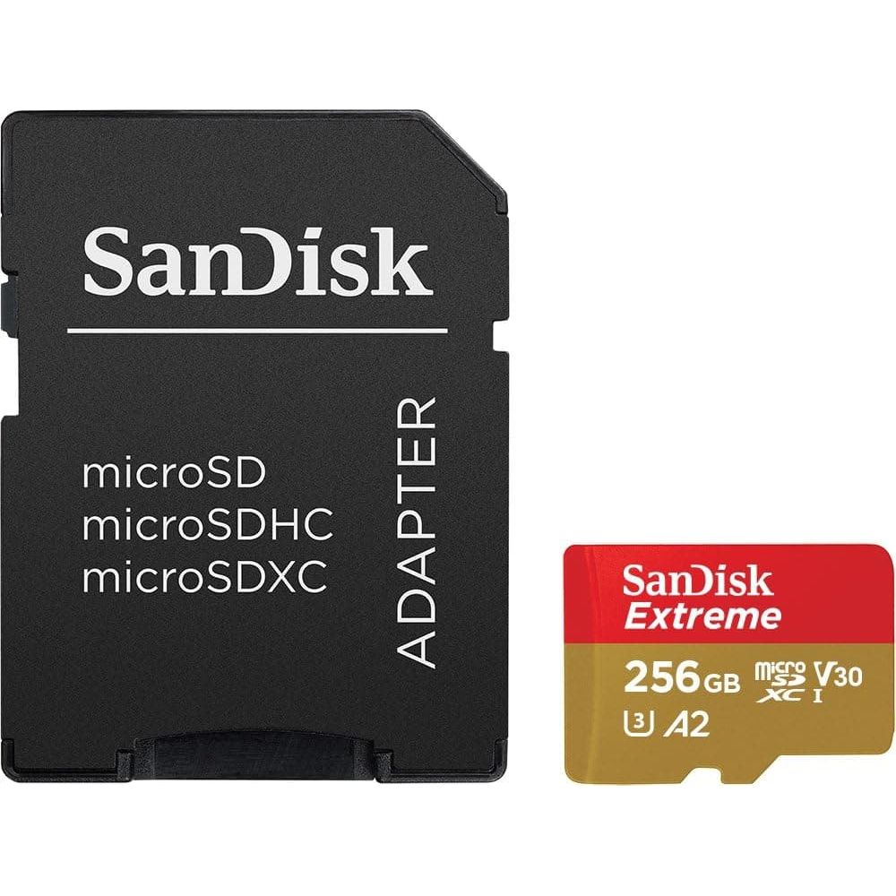 Buy Sandisk,SanDisk 256GB Extreme microSDXC card + SD adapter + RescuePRO Deluxe, up to 190MB/s, with A2 App Performance, UHS-I, Class 10, U3, V30, Black - Gadcet UK | UK | London | Scotland | Wales| Ireland | Near Me | Cheap | Pay In 3 | Memory Card