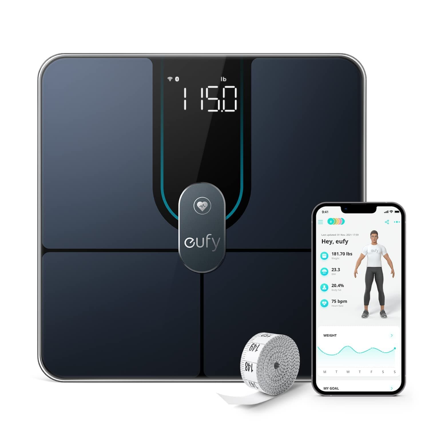 Buy eufy,eufy Smart Scale P2 Pro, Digital Bathroom Scale with Wi-Fi Bluetooth, 16 Measurements Including Weight, Heart Rate, Body Fat, BMI, Muscle & Bone Mass, 3D Virtual Body Mode, 50 g/0.1 lb High Accuracy - Gadcet.com | UK | London | Scotland | Wales| Ireland | Near Me | Cheap | Pay In 3 | Smart Scale