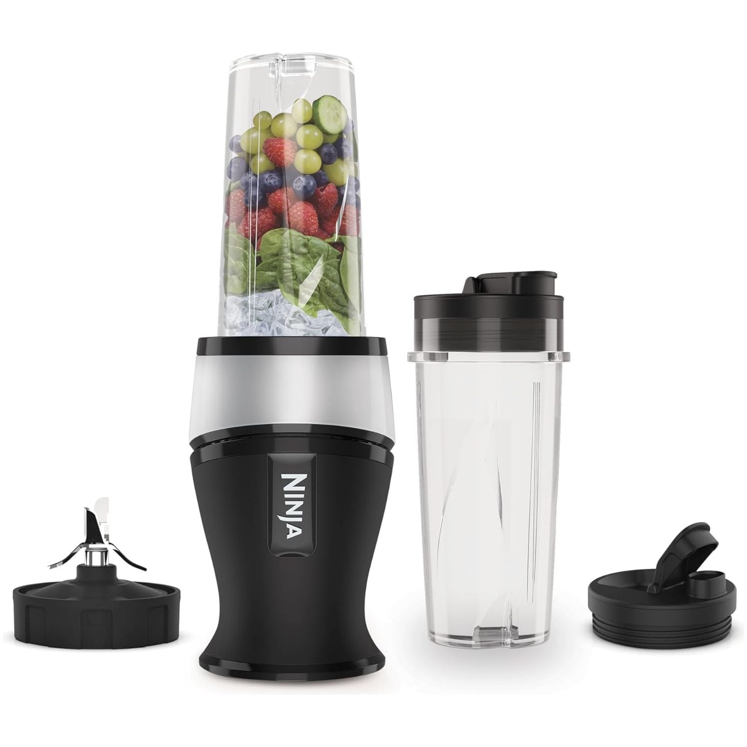 Buy NINJA,Ninja 700W Slim Blender & Smoothie Maker, 2x 470ml Cups with Spout Lids, Personal Blender, Crush Ice & Frozen Fruit, Silver - Gadcet UK | UK | London | Scotland | Wales| Near Me | Cheap | Pay In 3 | Food Blenders