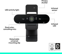 Logitech Brio 4K Webcam for Business – Windows Hello, Auto-Light Correction, Noise-Cancelling, Graphite