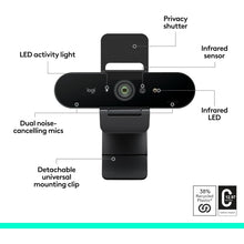 Logitech Brio 4K Webcam for Business – Windows Hello, Auto-Light Correction, Noise-Cancelling, Graphite
