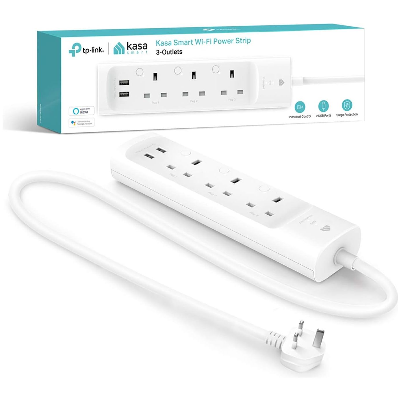 Buy TP-Link,TP-Link Kasa WiFi Power Strip 3 Outlets + 2 USB Ports (KP303) - Gadcet UK | UK | London | Scotland | Wales| Near Me | Cheap | Pay In 3 | Power Adapter & Charger Accessories