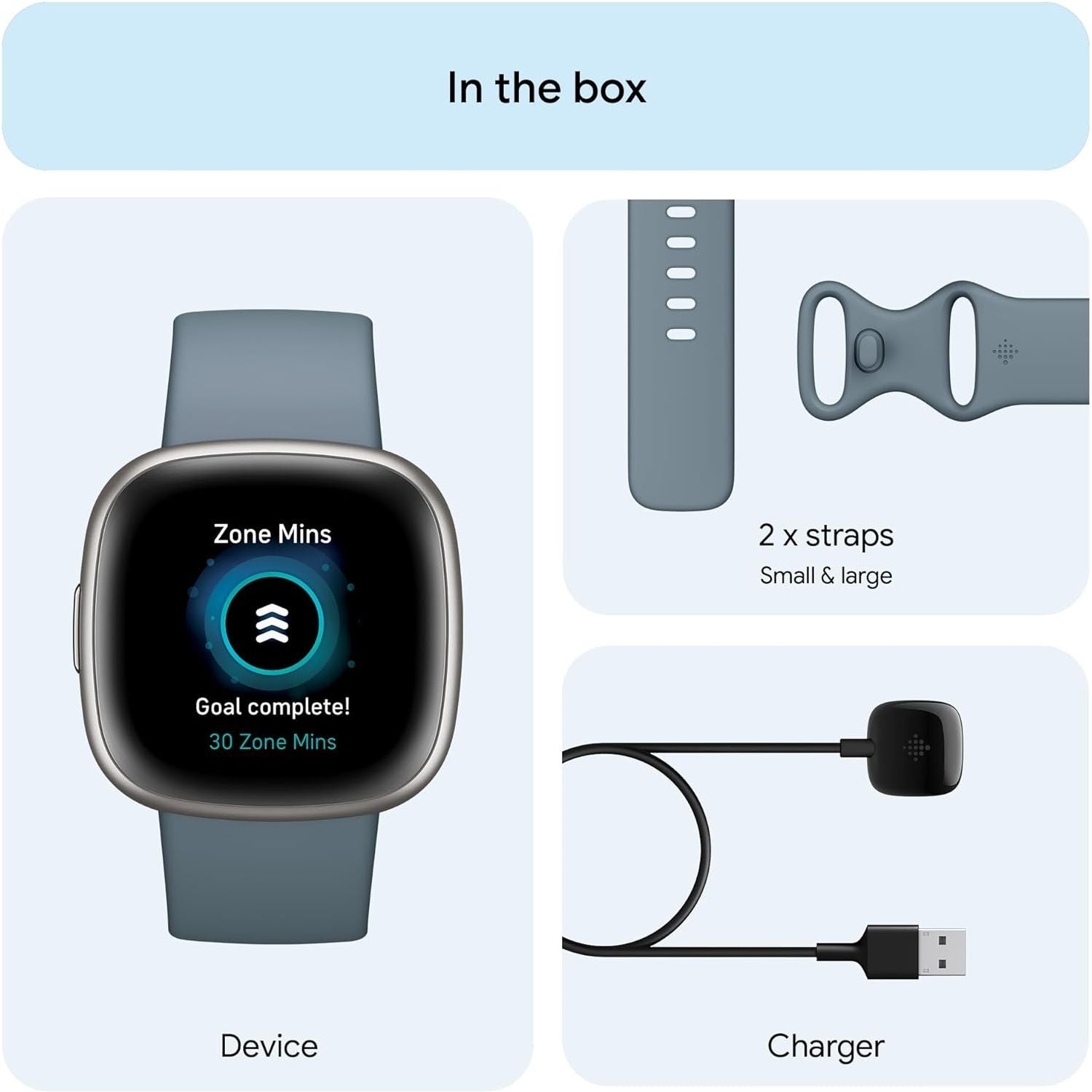 Buy Fitbit,Fitbit Versa 4 Smart Watch - Waterfall Blue/Platinum - Gadcet UK | UK | London | Scotland | Wales| Near Me | Cheap | Pay In 3 | Smart Watches