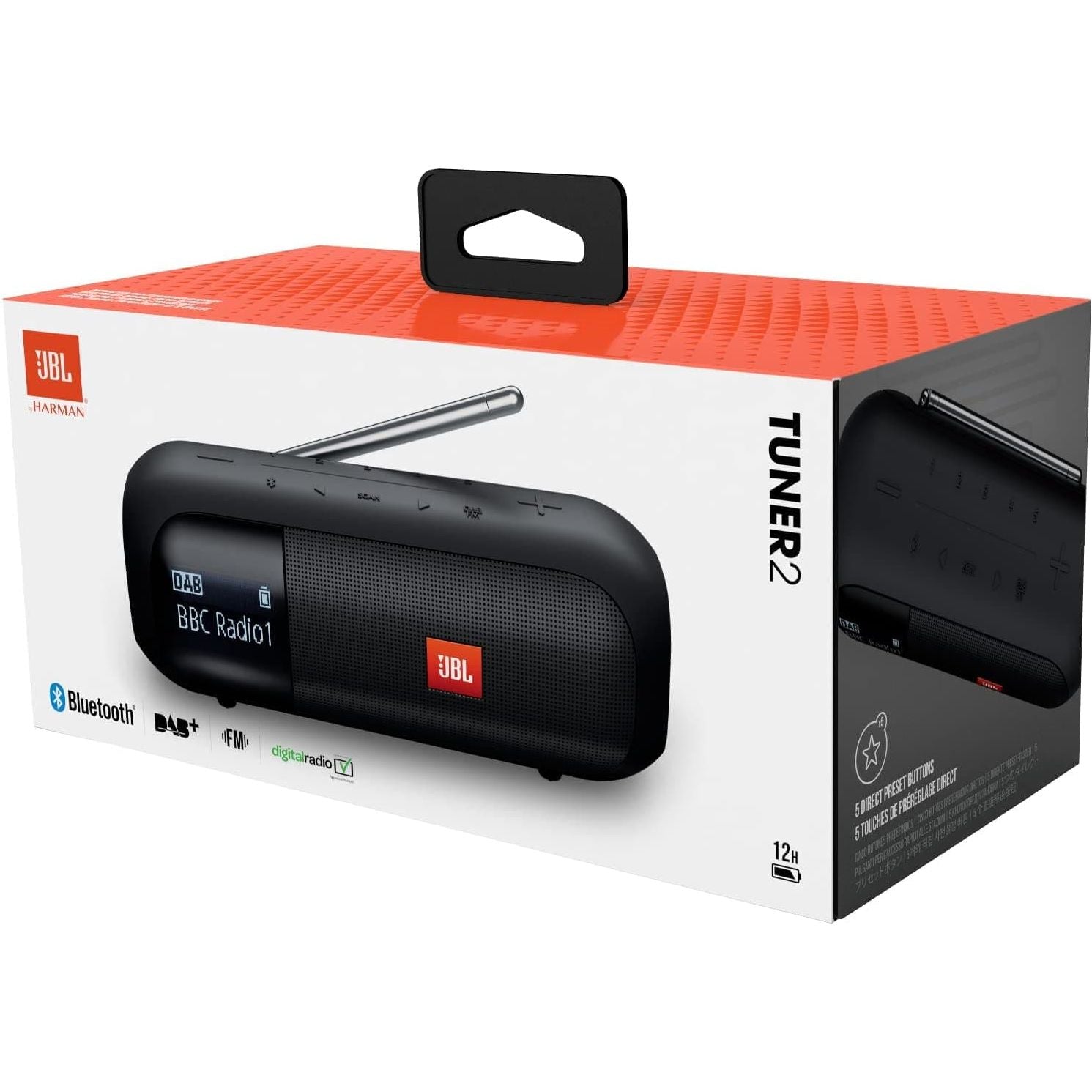 Buy JBL,JBL Tuner 2 Portable Radio - Bluetooth speaker with DAB and FM radio, 12 hours of wireless music, in black - Gadcet.com | UK | London | Scotland | Wales| Ireland | Near Me | Cheap | Pay In 3 | Speakers