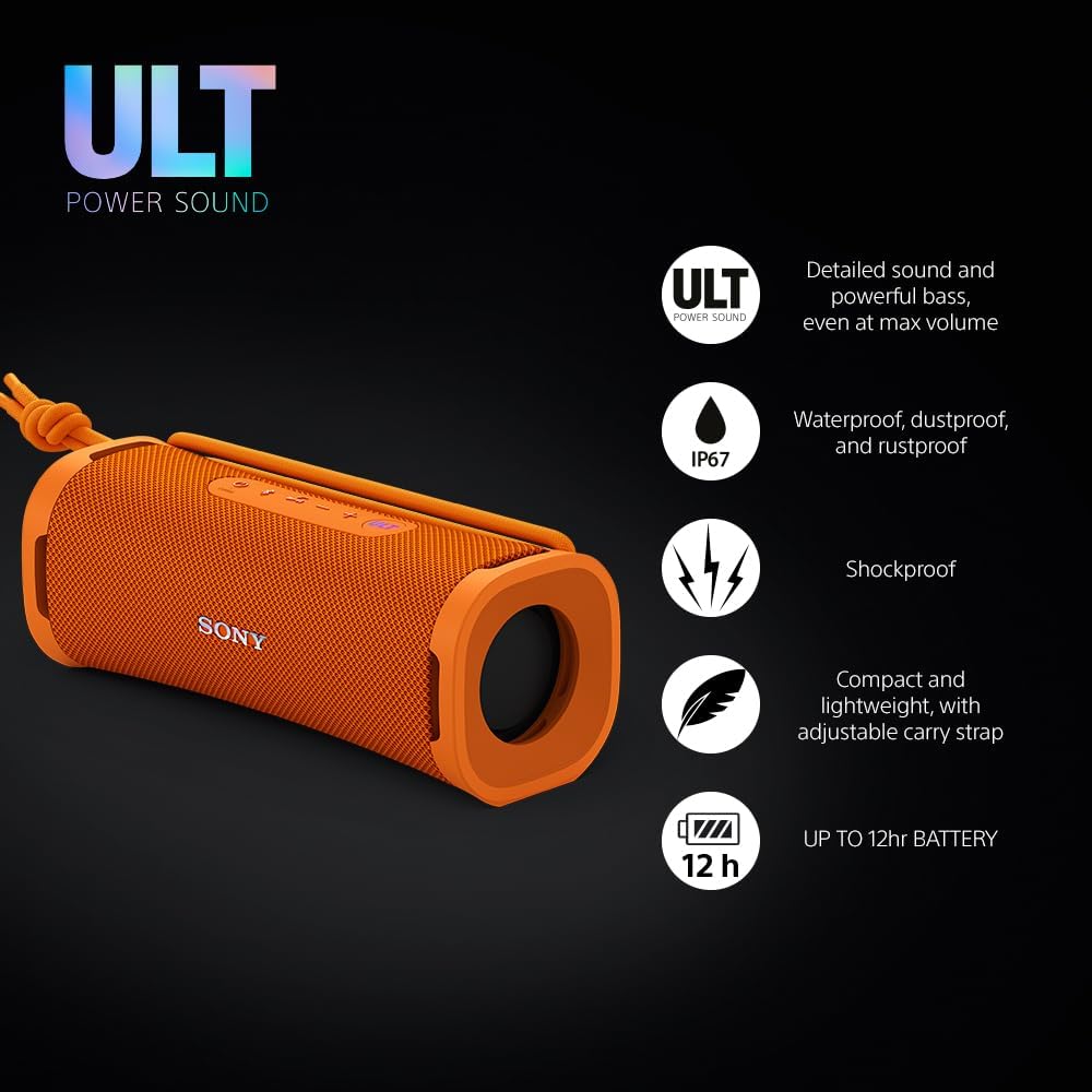 Buy Ecat Tech Ltd,Sony ULT FIELD 1 Wireless Bluetooth Portable Speaker – Orange | ULT POWER SOUND & Deep Bass | Waterproof, Dustproof & Shockproof - Gadcet UK | UK | London | Scotland | Wales| Near Me | Cheap | Pay In 3 | Bluetooth Speakers