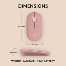 Logitech Pebble Mouse 2 M350s Slim Bluetooth Wireless Mouse, Quiet Clicks, Multi-Device, Custom Button Rose