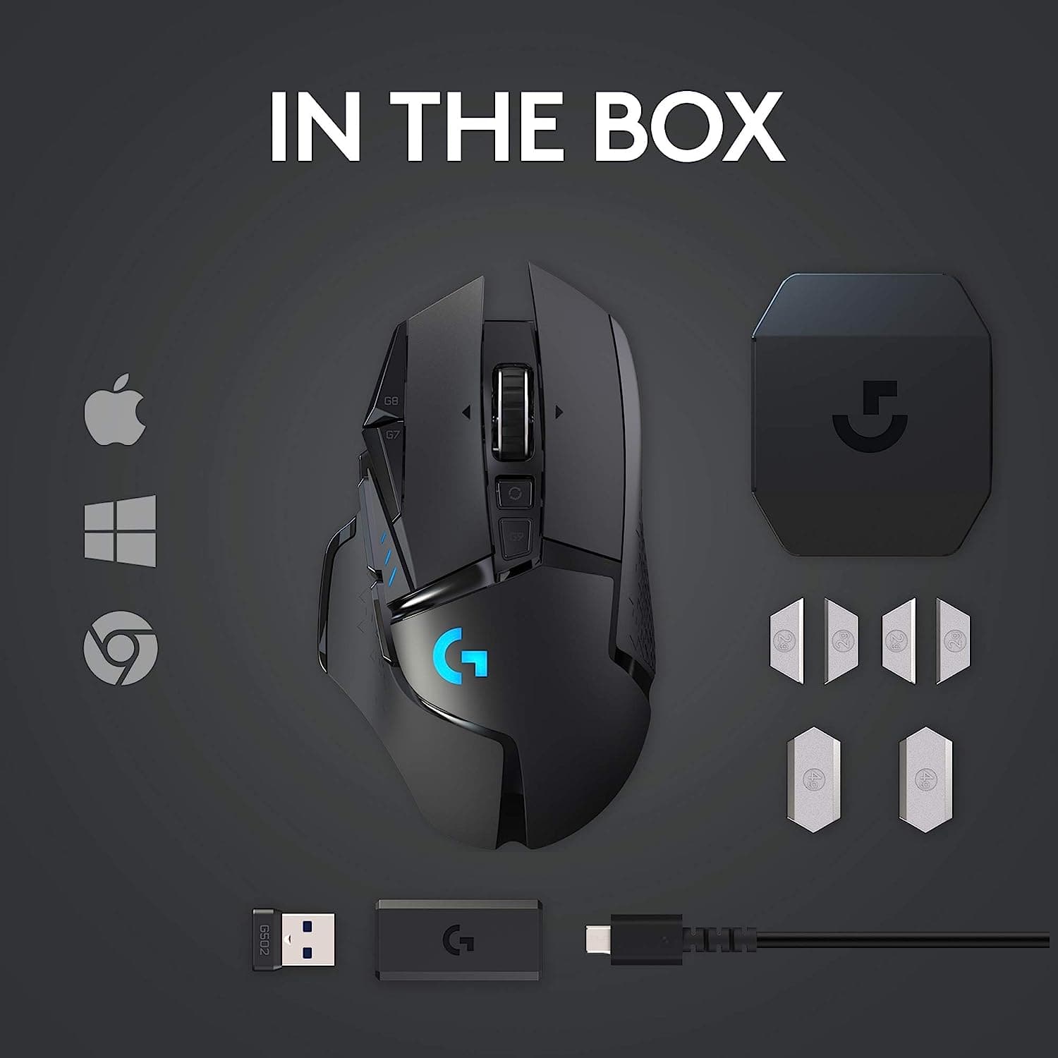 Buy Logitech,Logitech G502 LIGHTSPEED Wireless Gaming Mouse, HERO 25K Sensor, 25,600 DPI, RGB, Adjustable Weights, 11 Programmable Buttons, Long Battery Life, On-Board Memory, PC / Mac - Gadcet.com | UK | London | Scotland | Wales| Ireland | Near Me | Cheap | Pay In 3 | Gaming mouse
