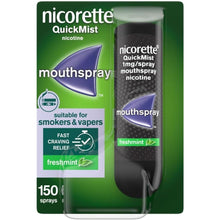 Buy Nicorette,Nicorette QuickMist Mouthspray, Freshmint (1 x 150 Sprays) Smoking or Vaping Cessation Aid, designed to start reducing cravings in 30 seconds (Quit Smoking or Quit Vaping Aid) - Gadcet UK | UK | London | Scotland | Wales| Near Me | Cheap | Pay In 3 | Nutrition Gels & Chews