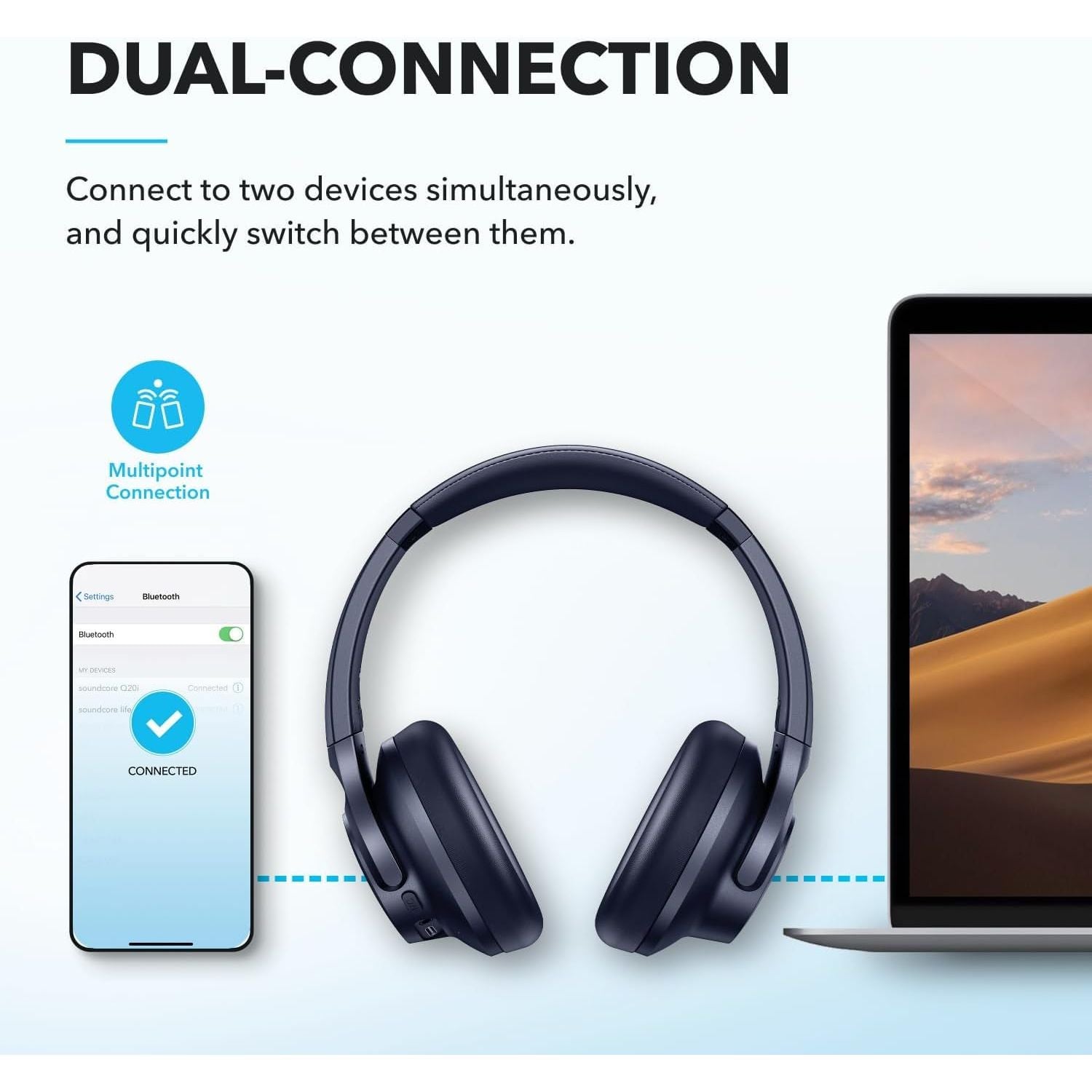 Buy Soundcore,soundcore Anker Q20i, Hybrid Active Noise Cancelling Foldable Headphones - Gadcet UK | UK | London | Scotland | Wales| Near Me | Cheap | Pay In 3 | Over-Ear Headphones