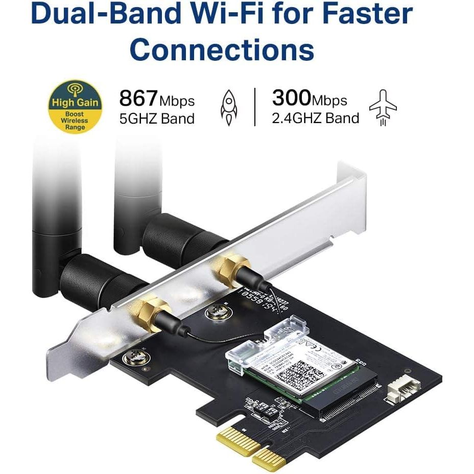 Buy TP-Link,TP-LINK Ac1200 Dual Band Wi-Fi Bluetooth 4.2 Pci Express Adapter - Black - Gadcet UK | UK | London | Scotland | Wales| Ireland | Near Me | Cheap | Pay In 3 | Network Cards & Adapters