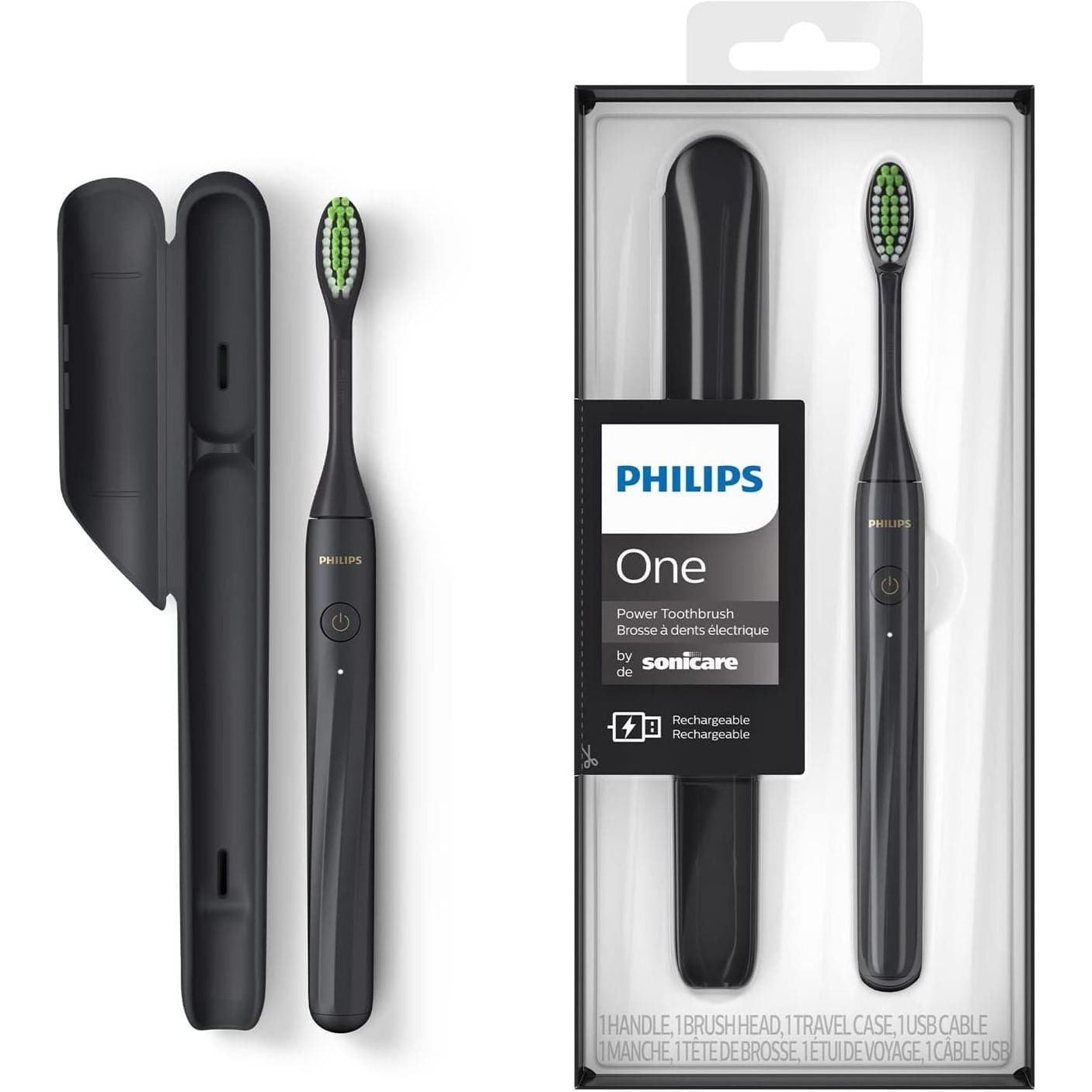 Buy Philips,PHILIPS One Rechargeable Toothbrush - Electric Toothbrush in Shadow Black (Model HY1200/06) - Gadcet | UK | London | Scotland | Wales| Near Me | Cheap | Pay In 3 | Toothbrushes