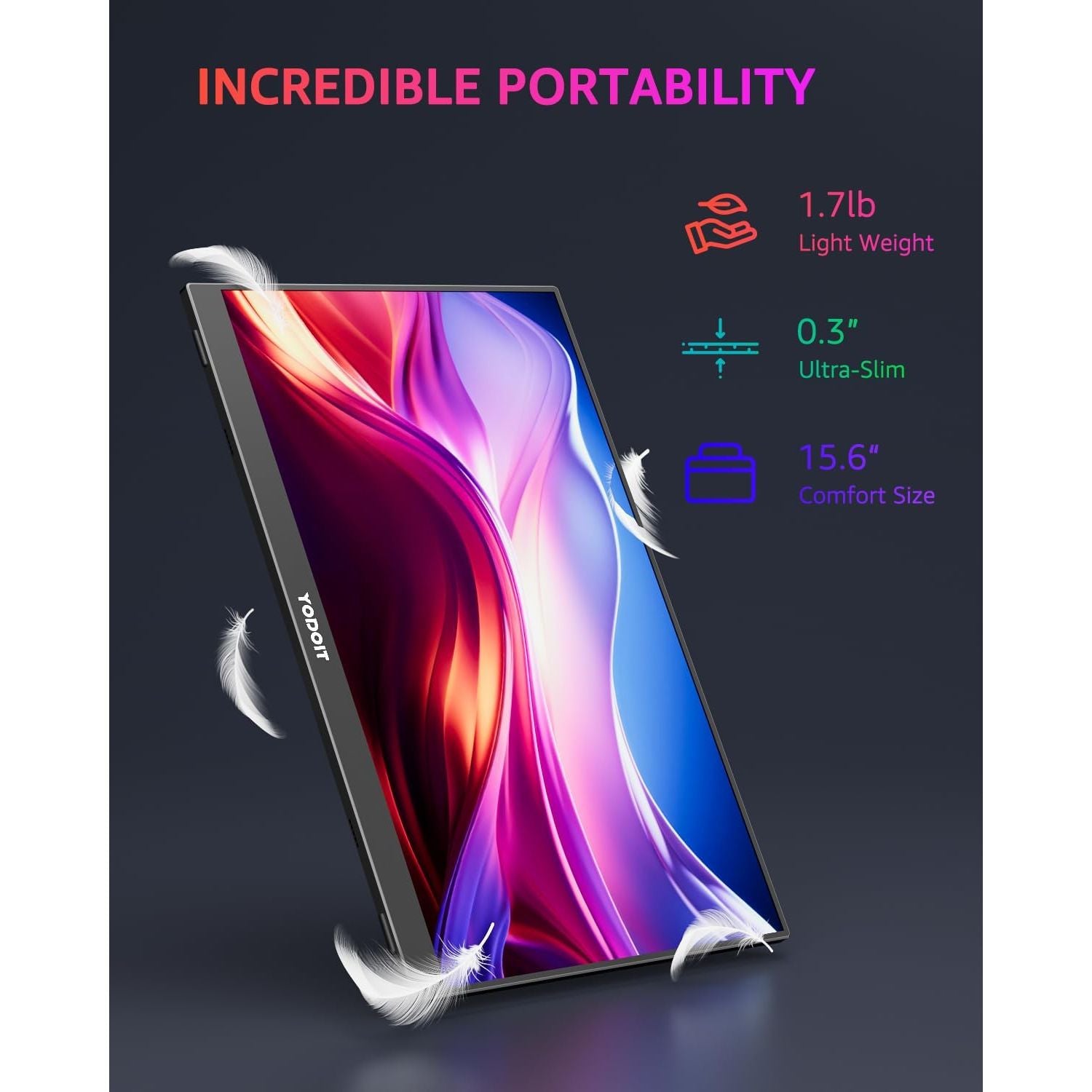 Buy Yodoit,Yodoit 15.6" 4K UHD Portable Monitor, IPS Display, USB-C, Built-In Speakers, Smart Cover, Compatible with PC, Laptop, MacBook, Xbox - Gadcet UK | UK | London | Scotland | Wales| Near Me | Cheap | Pay In 3 | Computer Monitor Accessories