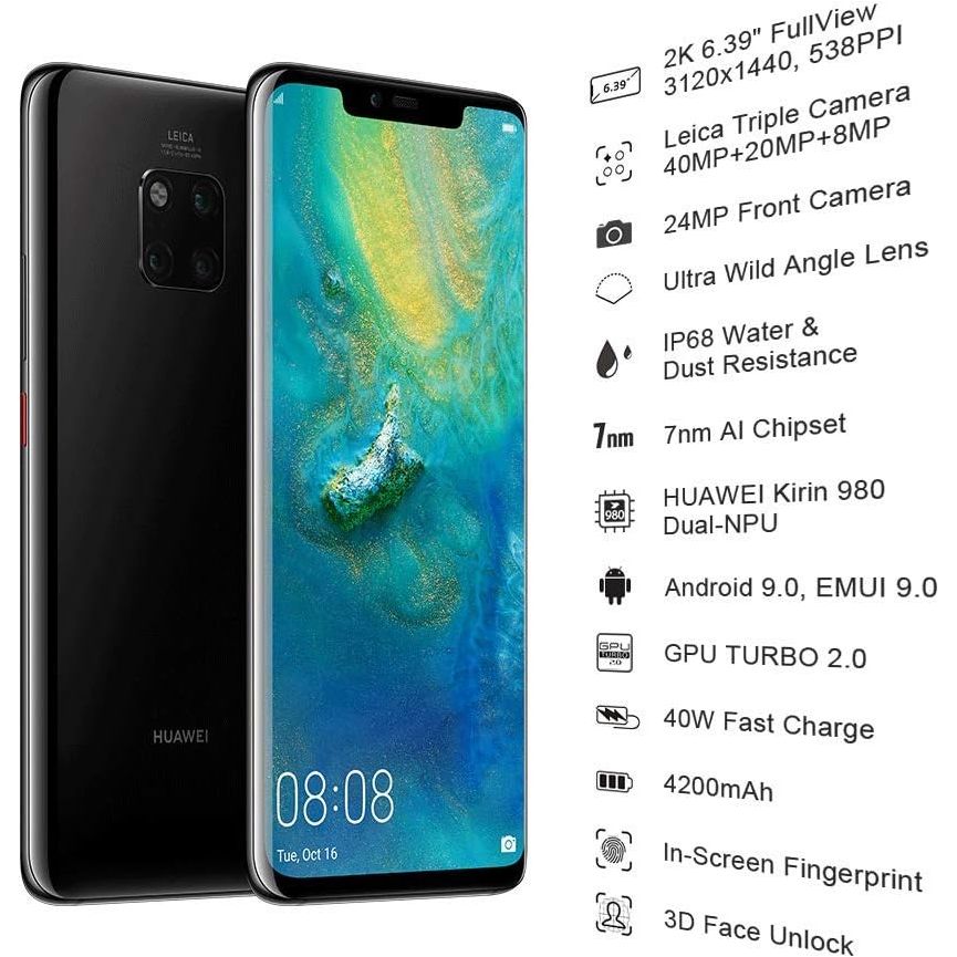 Buy Huawei,Huawei Mate 20 Pro 128GB Black Sim-Free Unlocked Mobile Phone - Gadcet UK | UK | London | Scotland | Wales| Near Me | Cheap | Pay In 3 | Unlocked Mobile Phone