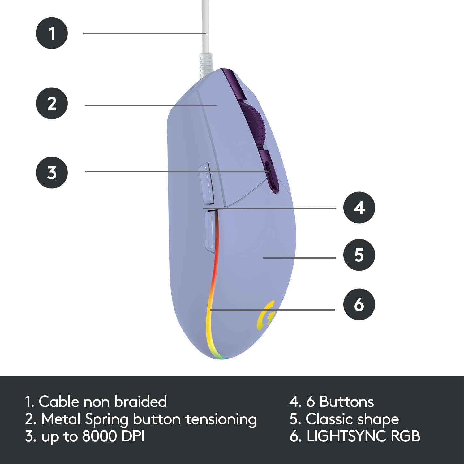 Buy Logitech,Logitech G203 LIGHTSYNC Gaming Mouse - Lilac - Gadcet UK | UK | London | Scotland | Wales| Ireland | Near Me | Cheap | Pay In 3 | Computer Components