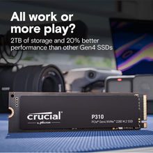 Crucial P310 2TB M.2 NVMe PCIe Gen4 SSD – Up to 7100MB/s, Laptop & Desktop Compatible (CT2000P310SSD801)