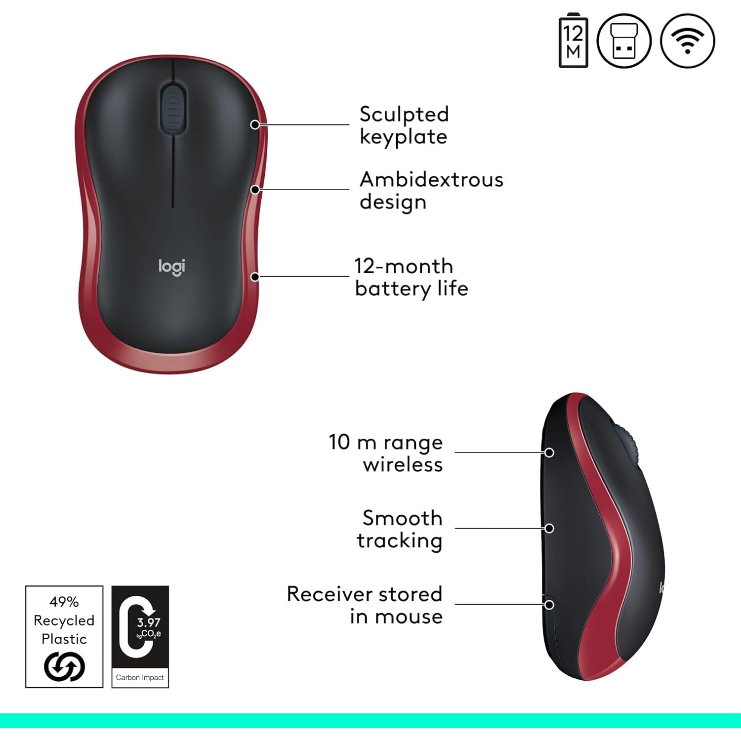 Buy Logitech,Logitech M185 Wireless Mouse - 2.4GHz, USB Receiver, 12-Month Battery, 1000 DPI, Ambidextrous - Red - Gadcet UK | UK | London | Scotland | Wales| Near Me | Cheap | Pay In 3 | Keyboard & Mouse